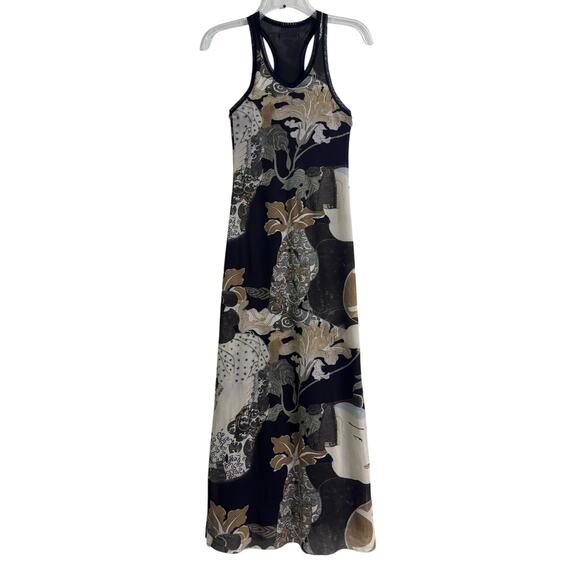 Sisley VTG 90s Italian Geisha Art Mesh Lined Tank Maxi Slip Dress Size XS - Picture 1 of 9